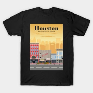 Houston travel poster in a vintage and minimal retro style T-Shirt